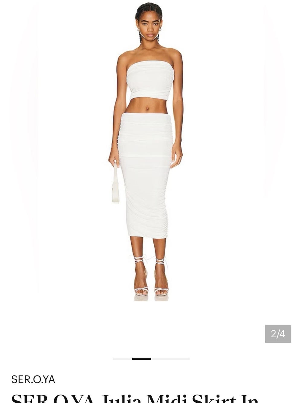 SER.O.YA White Ruched Midi Skirt size   New With Tags size Small